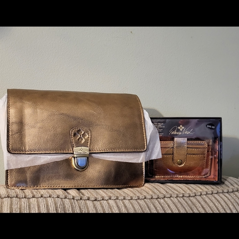 💝Patricia Nash Set- Locri Crossbody & Cassis Wallet in Vintage Antique Metallic